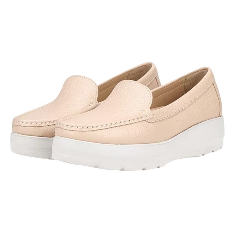 Naturalizer Womens Luanna Platform Loafers Size 6 M Beige Leather Slip On NIB